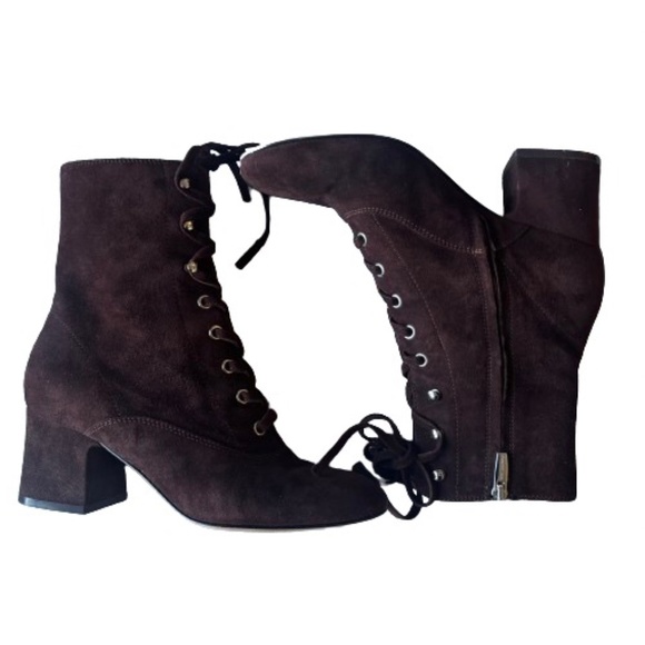 Gianvito Rossi 'Mackay" Suede Lace-Up Block Heel Boot , sz 37 - Picture 5 of 14